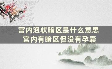 宫内泡状暗区是什么意思 宫内有暗区但没有孕囊